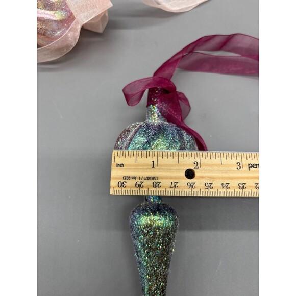 Shatterproof Finial Christmas Ornaments Glitter Iridescent Plastic Icicle 12" - Picture 8 of 10